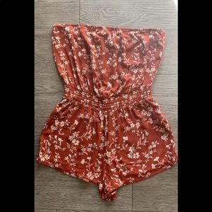 Forever 21 | Orange And White Flowered Romper
